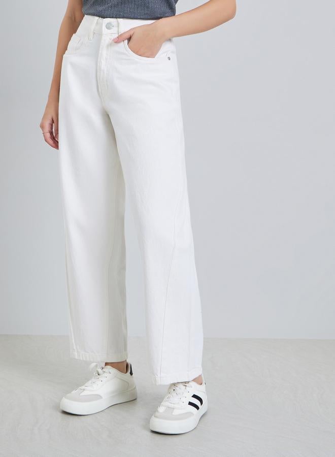 Styli White High Rise Relaxed Fit Jeans - Image 1